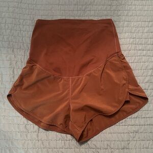 CRZ YOGA Women's High-Waisted Brown Maternity Shorts